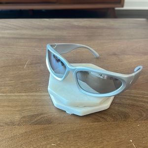 Silver Chrome Wrap Around Sunglasses